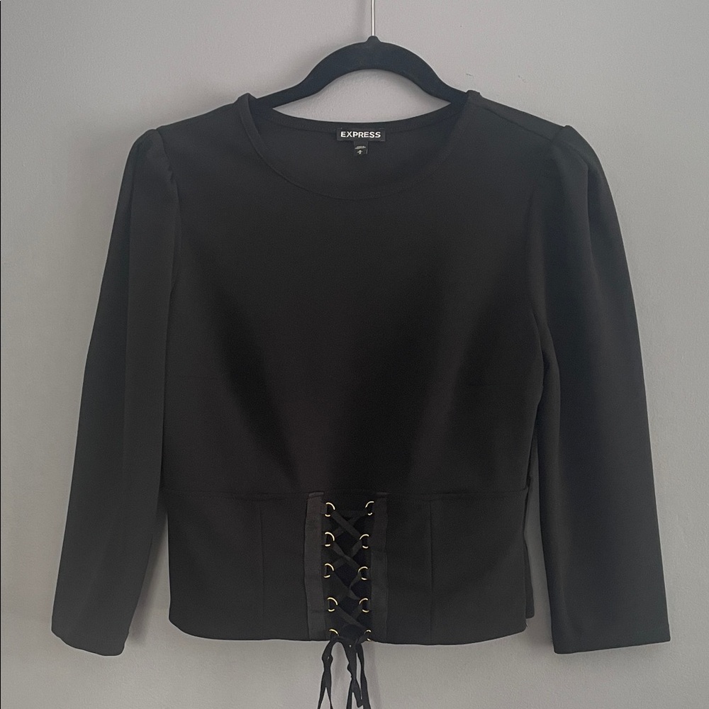 Express Black Lace-Up Blouse